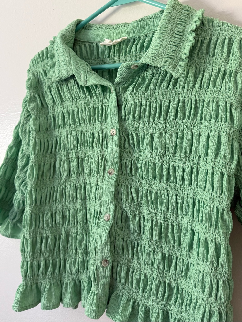 Maeve Green Textured Scrunch Button-Front Women's Summer Top
Anthropologie Sz Lg - Picture 7 of 12